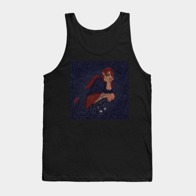 Bored Devil Girl Graphic T Tee Tank Top by Muganne Creates